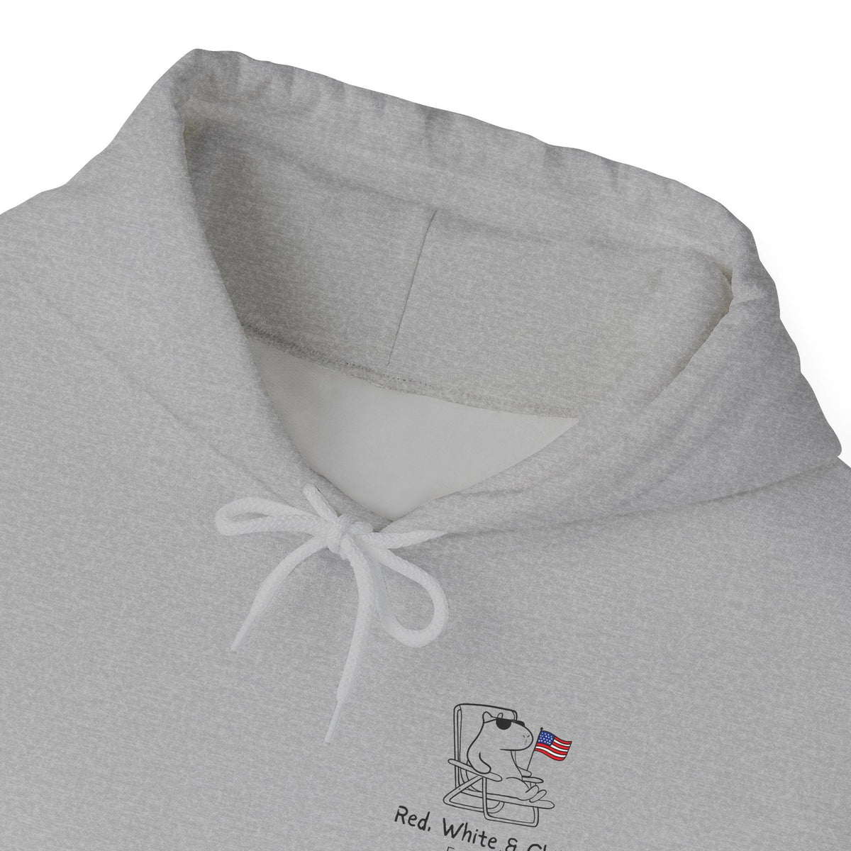 Capy Life grey cotton-blend pullover hoodie featuring a minimalist capybara graphic with an American flag.