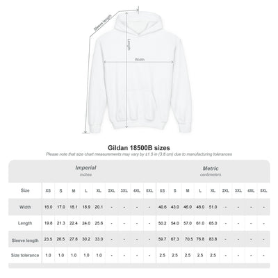 Capy Life size chart for kids hoodie showing width, length, and sleeve measurements for sizes XS to XL.