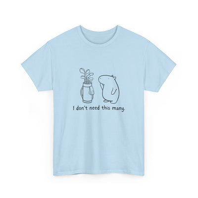Capy Life light blue heavy cotton t-shirt featuring a minimalist line drawing of a capybara with a golf bag.