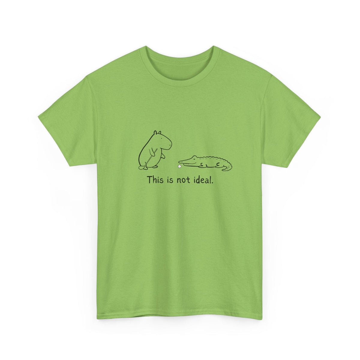Capy Life light green heavy cotton t-shirt featuring a minimalist capybara and alligator golf graphic