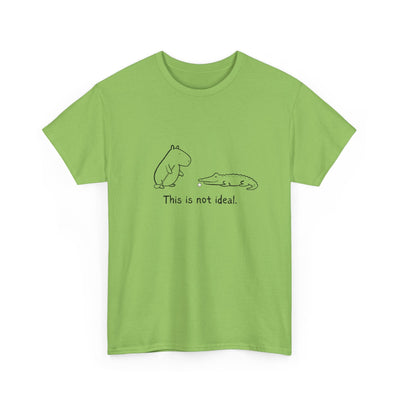 Capy Life light green heavy cotton t-shirt featuring a minimalist capybara and alligator golf graphic
