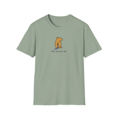 Capy Life sage green heavyweight cotton t-shirt featuring a hand-drawn capybara holding a necktie with funny text.