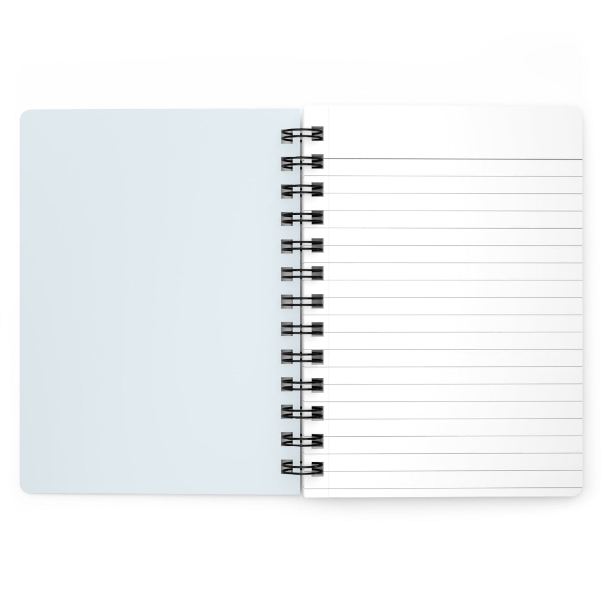 Capy Life spiral notebook open to a blank lined page with a soft blue cover