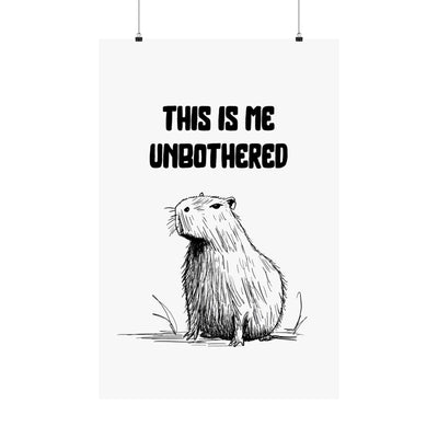 Capy Life minimalist wall art print featuring a hand-drawn capybara sketch and the text This Is Me Unbothered.