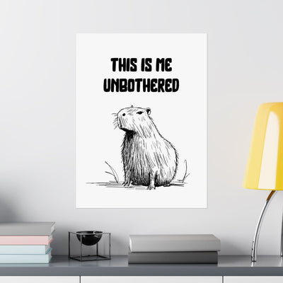 Capy Life minimalist wall art print featuring a hand-drawn capybara illustration with the text This Is Me Unbothered