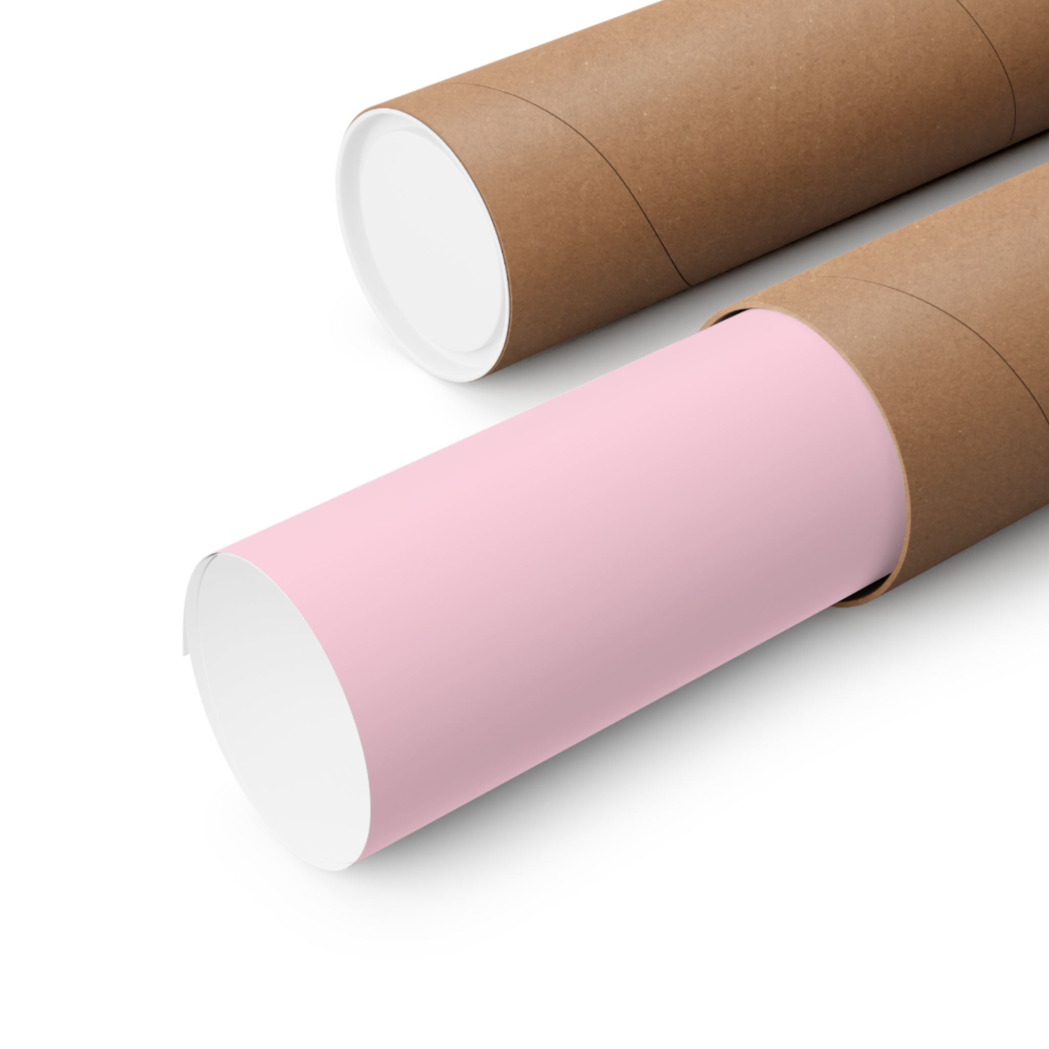 Capy Life wall art print rolled inside a protective brown cardboard shipping tube on a white background.