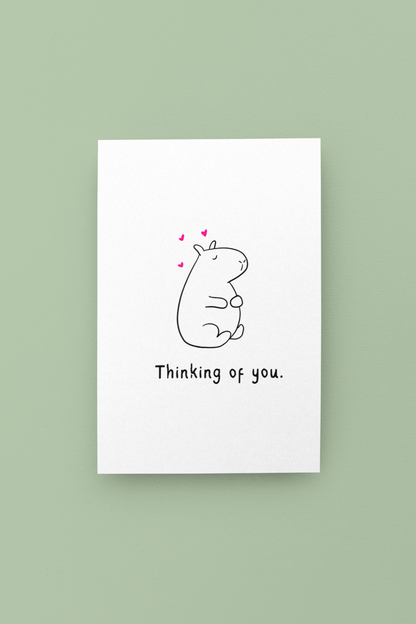 Thinking of You Printable Card – Cute Minimal Capybara Greeting Card