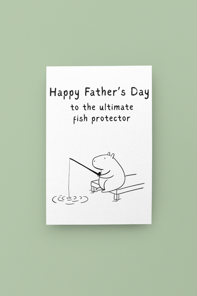 Funny Fish Protector Capybara Fishing Father's Day Card