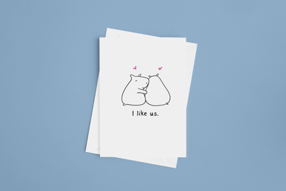 “I Like Us” Printable Card – Cute Capybara Love Card for Couples, Anniversary, Valentine’s Day