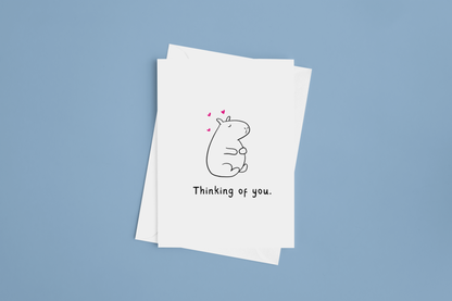 Thinking of You Printable Card – Cute Minimal Capybara Greeting Card