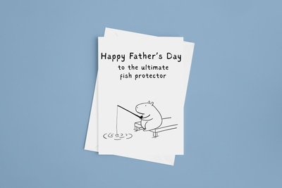 Funny Fish Protector Capybara Fishing Father's Day Card