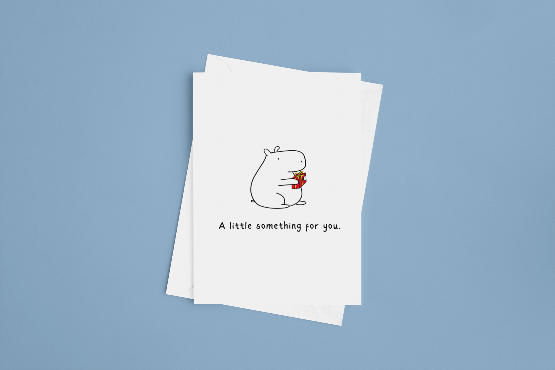 A Little Something for You Printable Card – Cute Funny Capybara Greeting Card