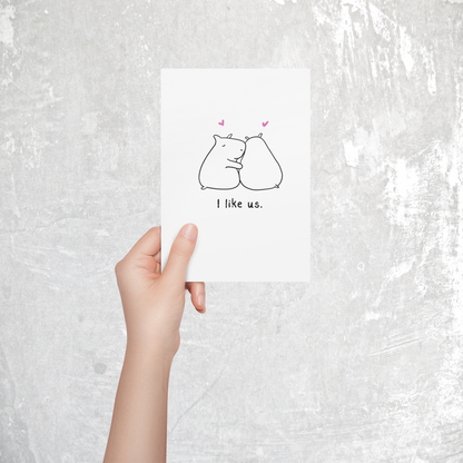 “I Like Us” Printable Card – Cute Capybara Love Card for Couples, Anniversary, Valentine’s Day