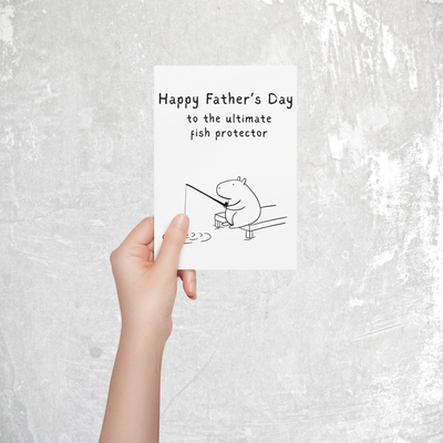Funny Fish Protector Capybara Fishing Father's Day Card