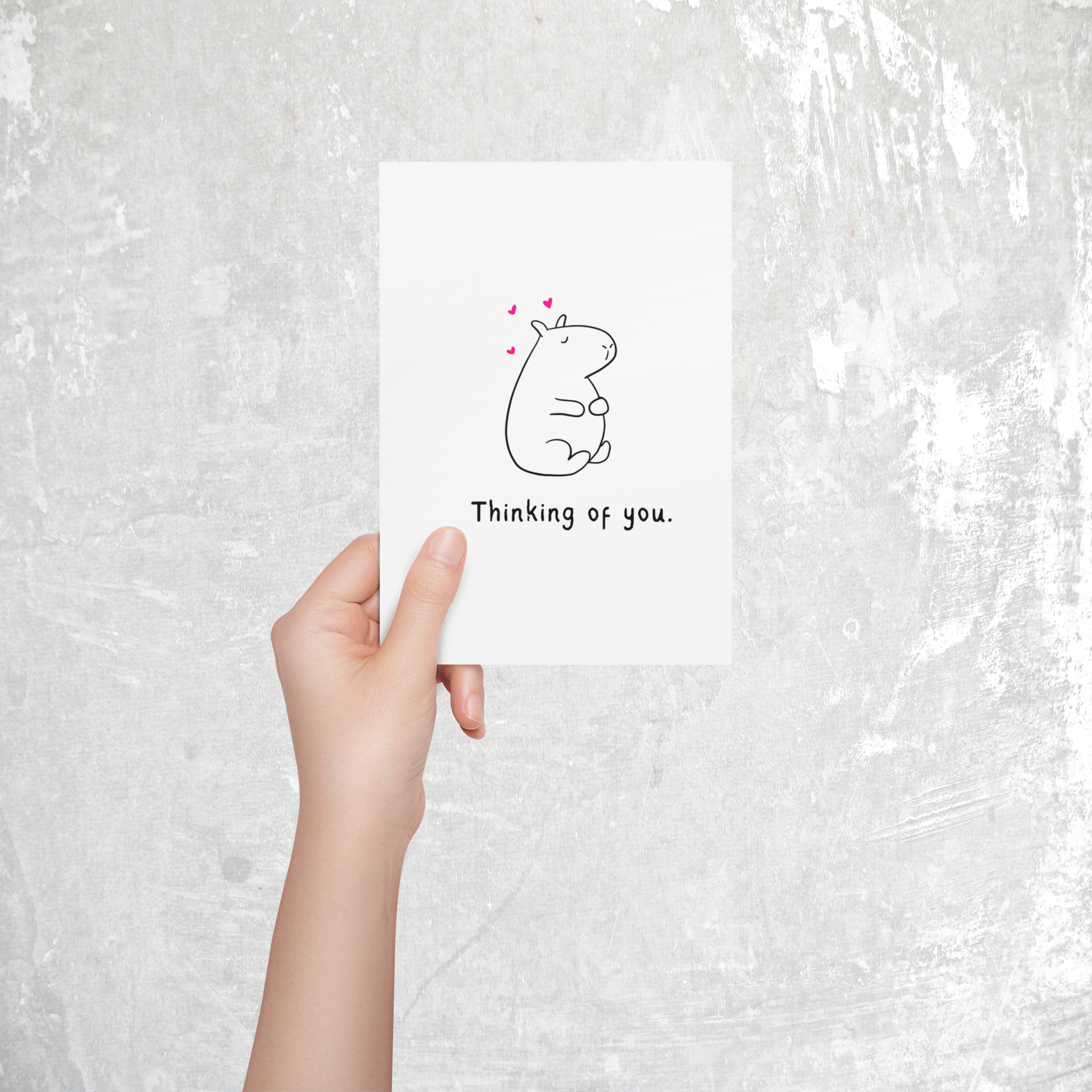 Thinking of You Printable Card – Cute Minimal Capybara Greeting Card