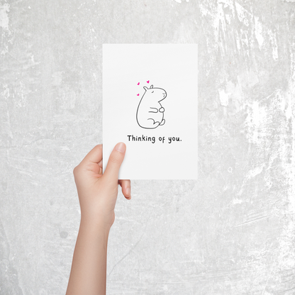 Thinking of You Printable Card – Cute Minimal Capybara Greeting Card
