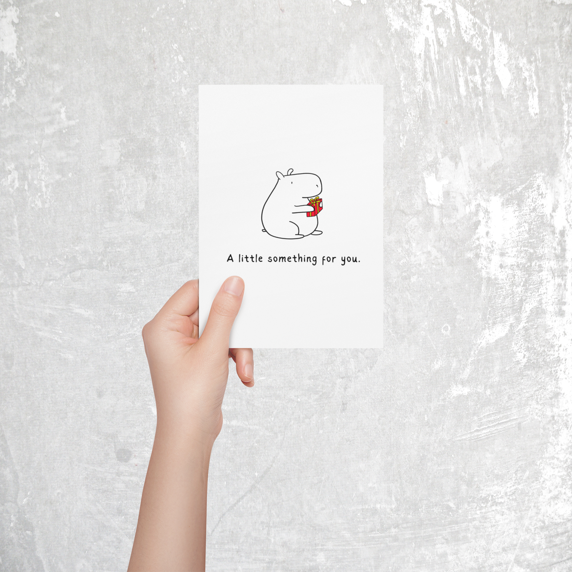 A Little Something for You Printable Card – Cute Funny Capybara Greeting Card