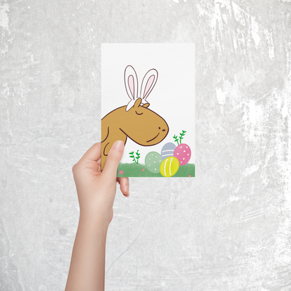 Cute Easter Greeting Card Printable – Bunny Capybara Easter Card Digital Download for Kids & Families