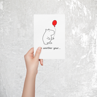 Funny Birthday Card for Dad, Mom, Husband or Sister – Cute Capybara “To Another Year” Birthday Card for Men & Women