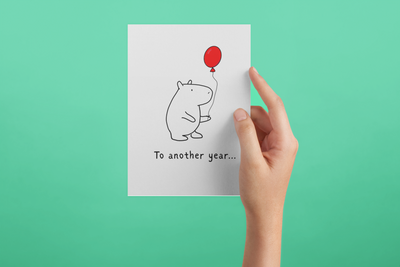 Funny Birthday Card for Dad, Mom, Husband or Sister – Cute Capybara “To Another Year” Birthday Card for Men & Women