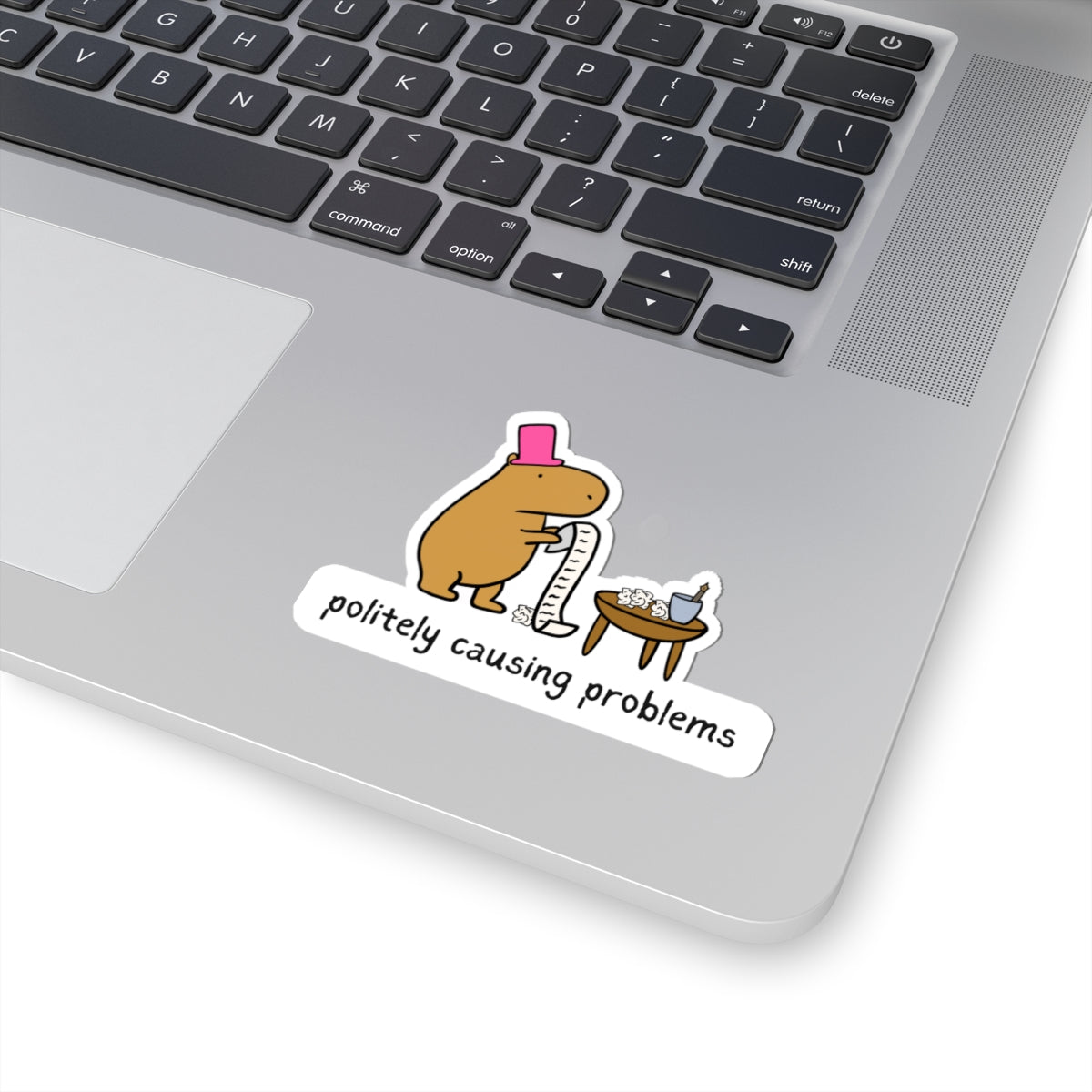 Causing Problems Politely Scene Die Cut Capybara Sticker